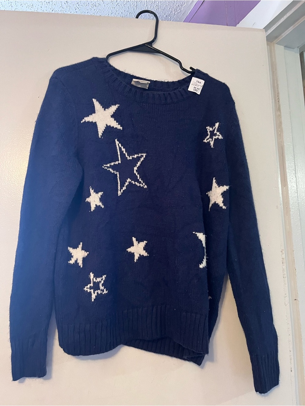 St. John's Bay Navy Crewneck Sweater with White Stars